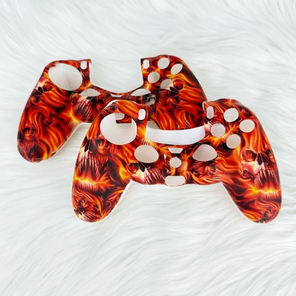 PS4 Controller Silicone Skins Bundle of 2 Red Skull
